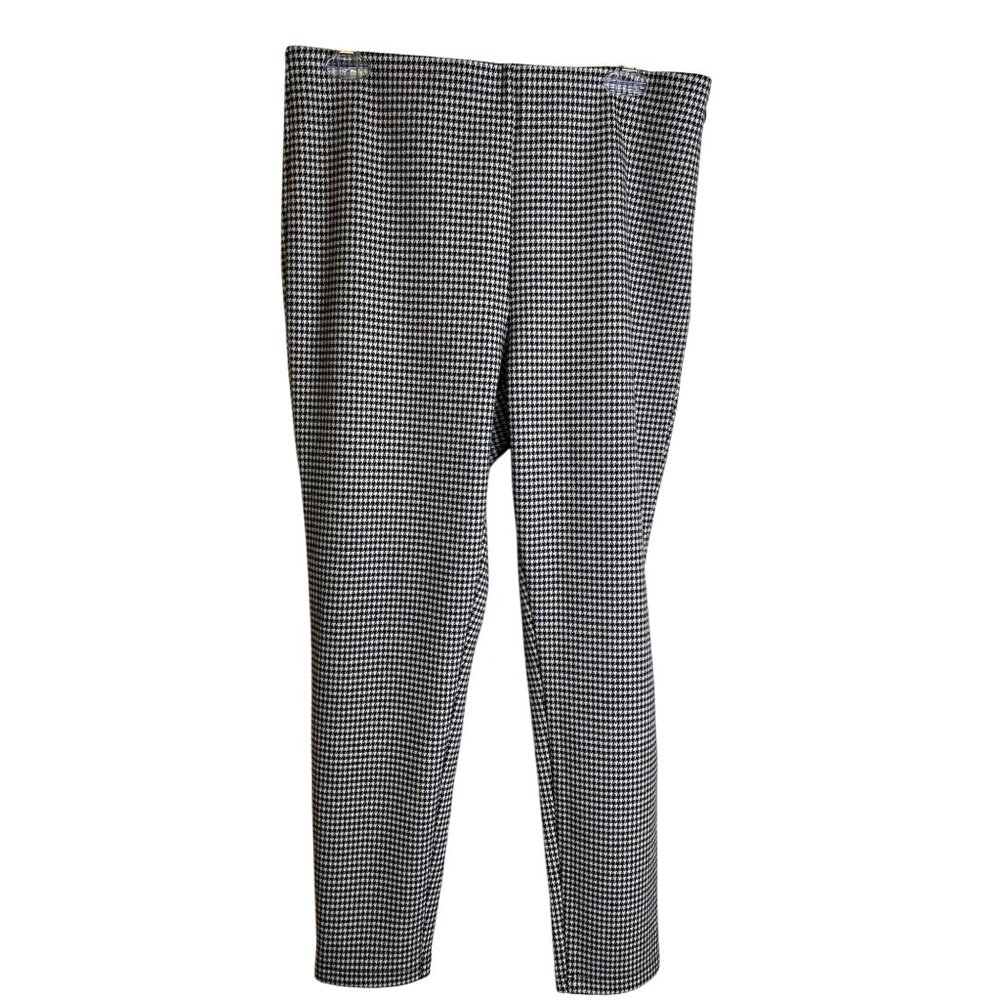 Ann Taylor Black & White Houndstooth High-Waist Pants With Side Zipper Size LP